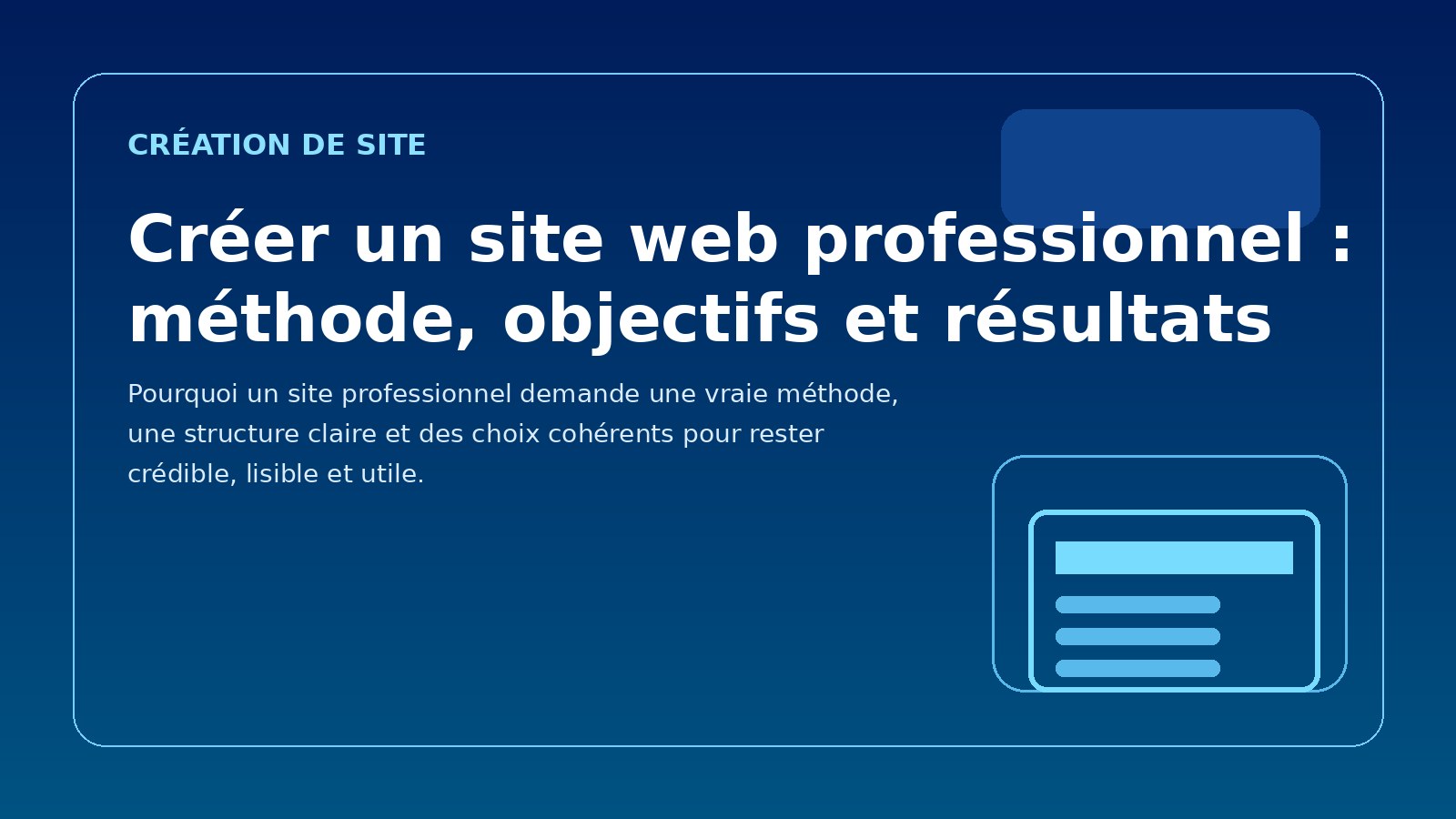 Maquette sobre d’un site web sur écran avec repères de structure